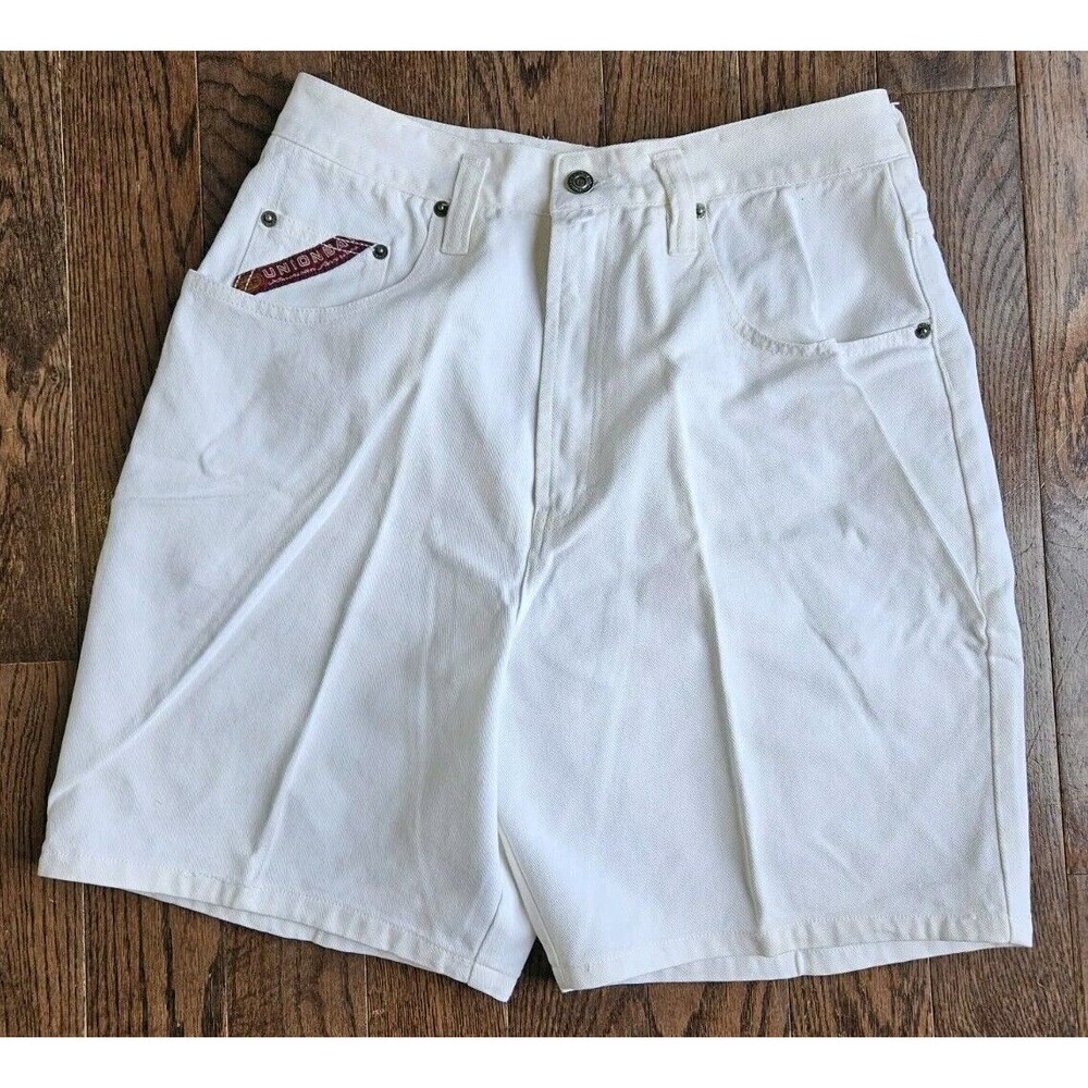 Vintage Unionbay 90s White High Waist A-Line Denim Shorts Junior's Size 13